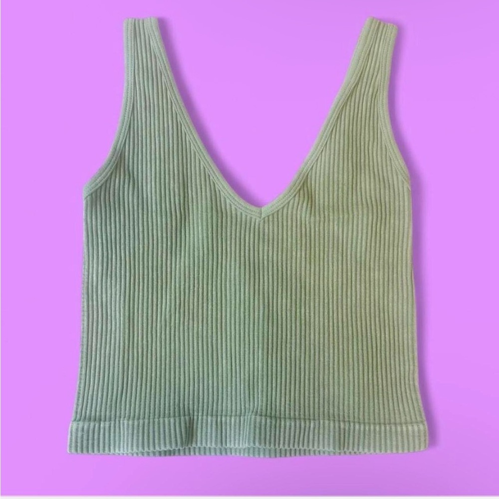 Aura Ribbed Green Active Tank Top